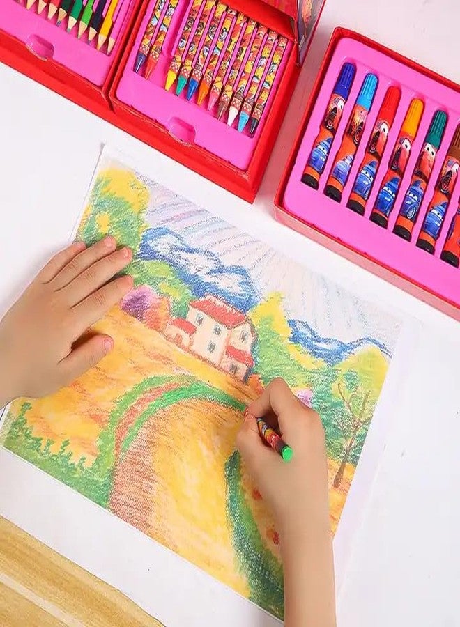 سجاني مجموعة ألوان الرسم والتلوين من ساجاني، 46 قطعة، مجموعة أدوات رسم وقرطاسية للأطفال والكبار، علبة تحتوي على أقلام تلوين، وأقلام شمع، وألوان مائية، وأقلام رسم (قد يختلف اللون المطبوع) (عبوة واحدة) (46 قطعة) - Image 3